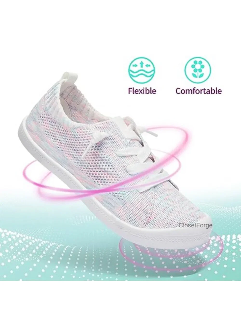 Women's Knit Slip-On Sneakers Lightweight Breathable Mesh Walking Shoes Elastic